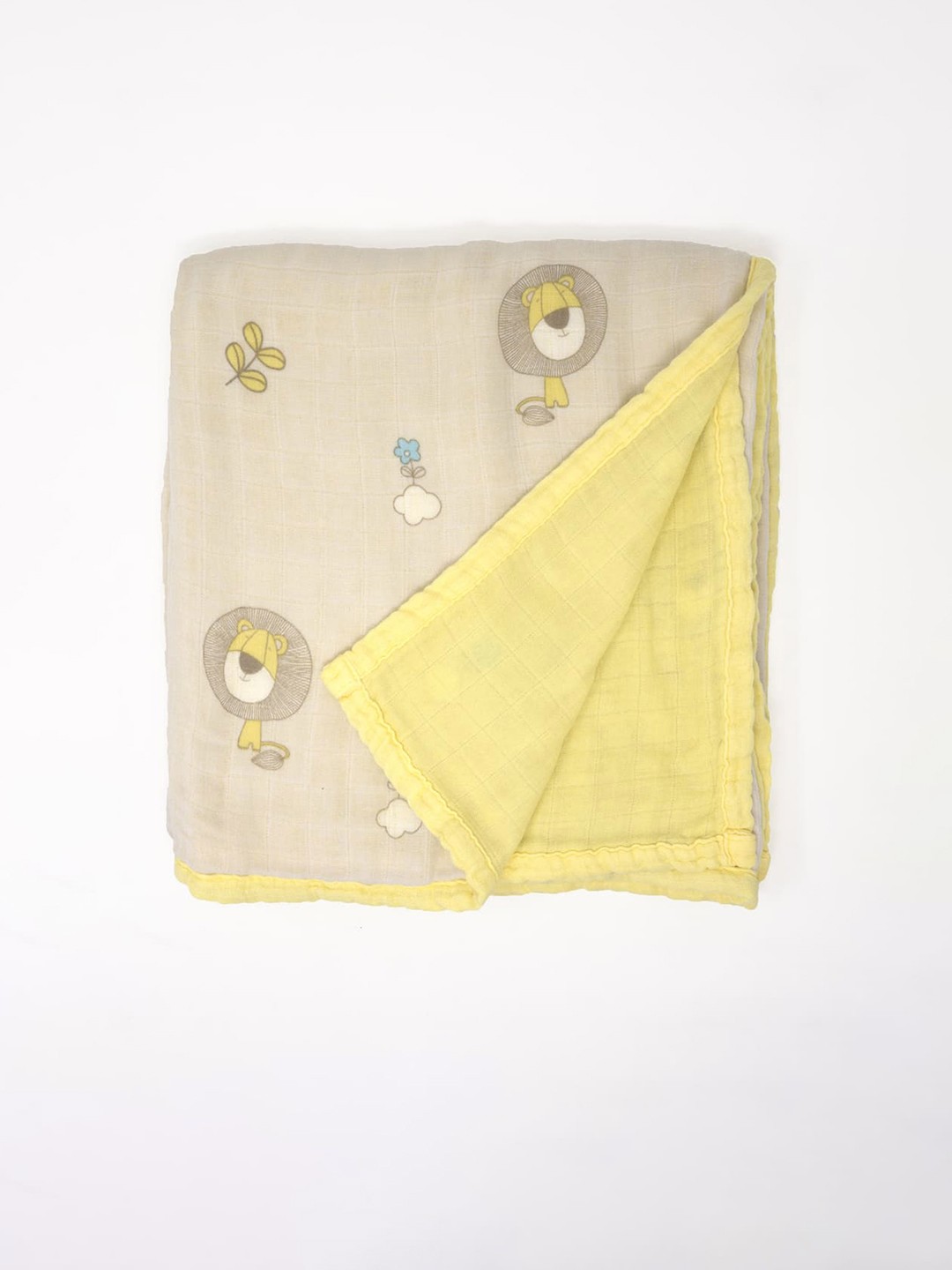 

cocoon care Yellow & White Cartoon Characters AC Room 350 GSM Single Bed Blanket