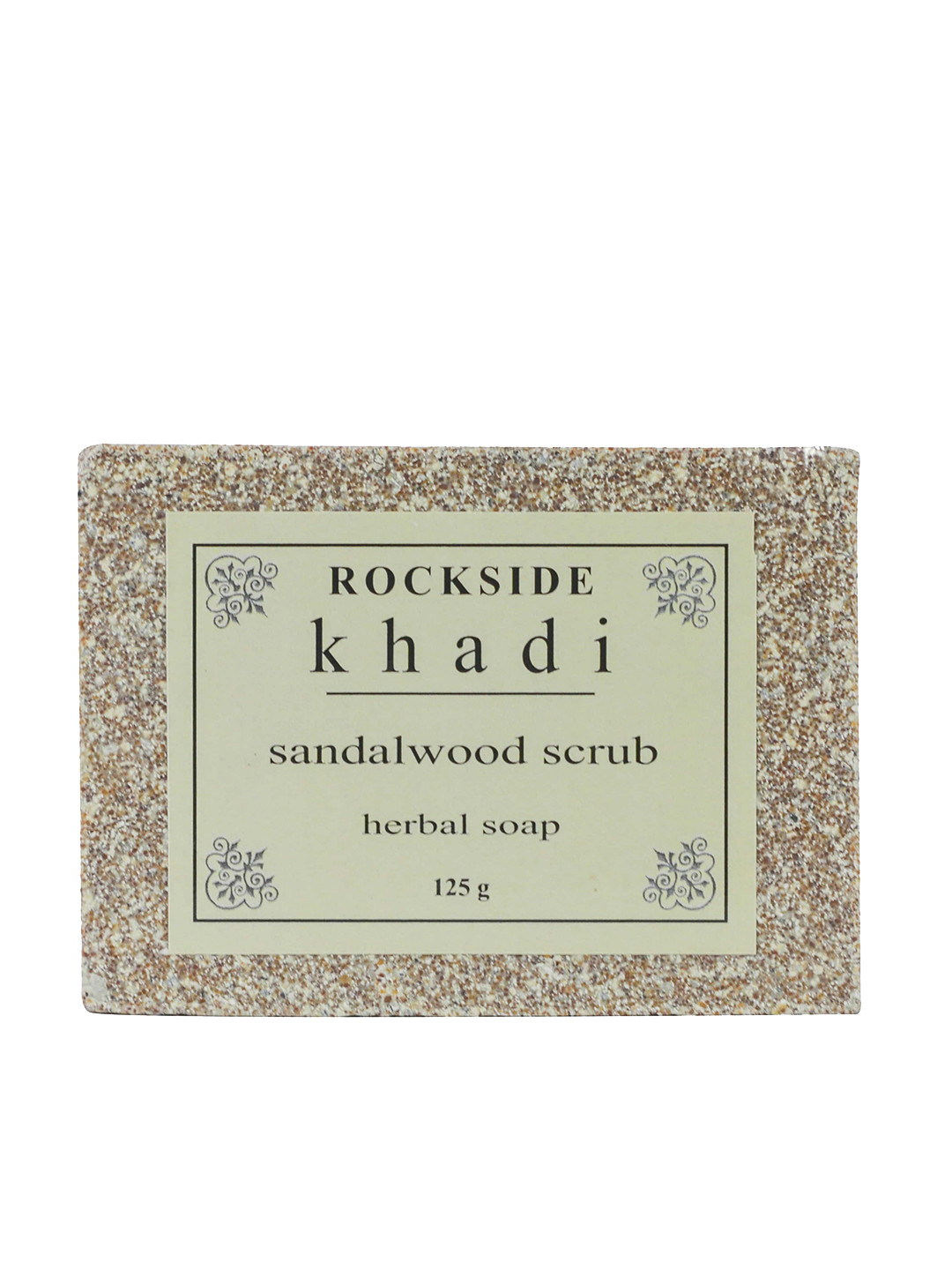 

ROCKSIDE KHADI Herbal Sandalwood Scrub Paraben-Free Soap - 125 g, Cream