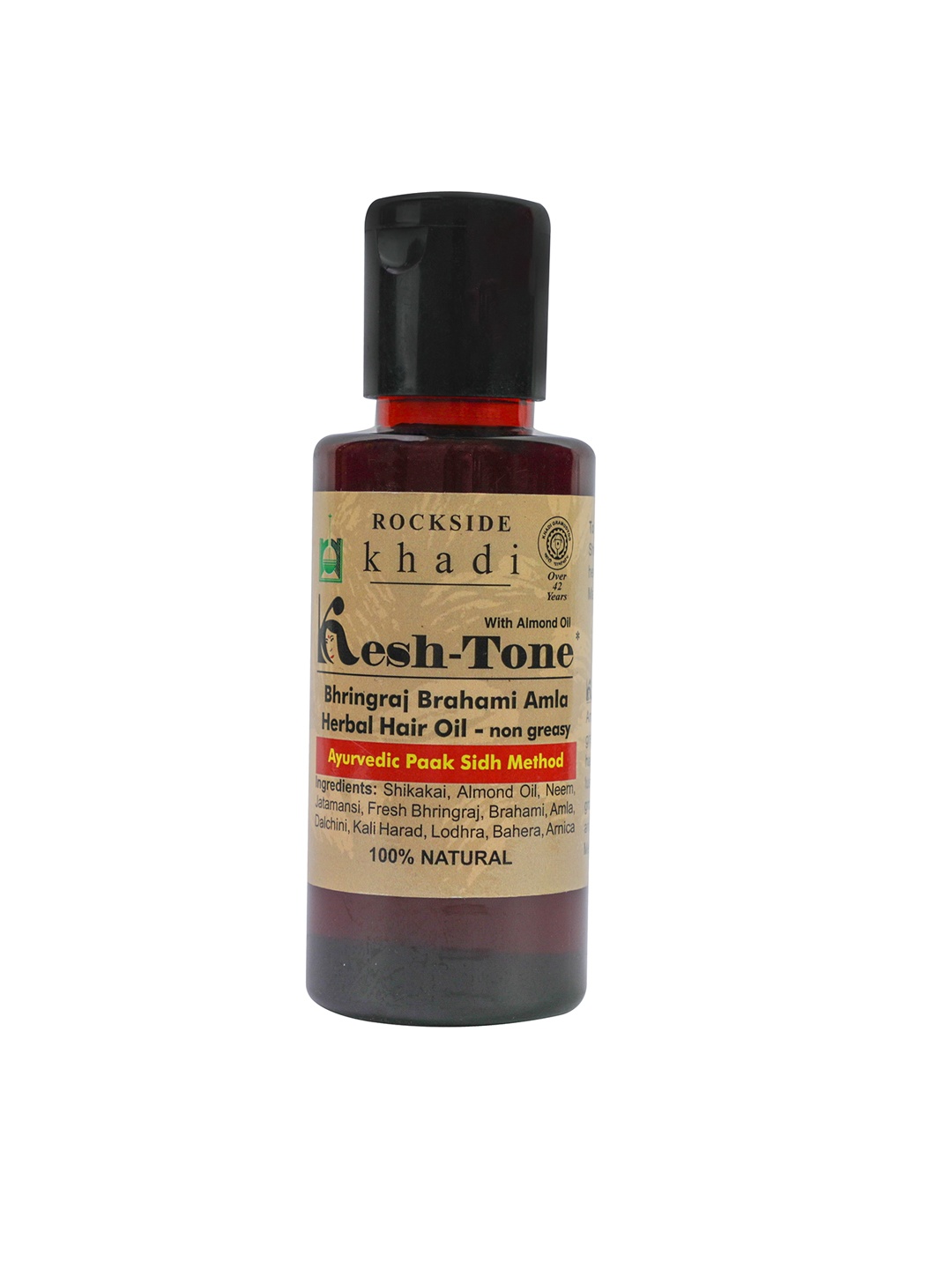 

ROCKSIDE KHADI Kesh-Tone Bhringraj Brahami Amla Herbal Hair Oil - 100 ml, Beige