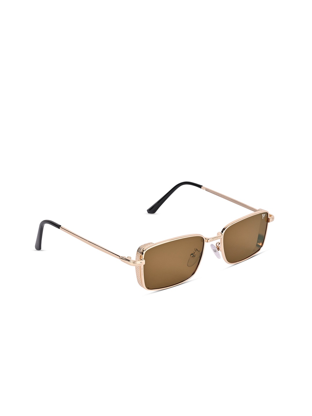 

Voyage Unisex Brown Lens & Gold-Toned Rectangle Sunglasses with UV Protected Lens