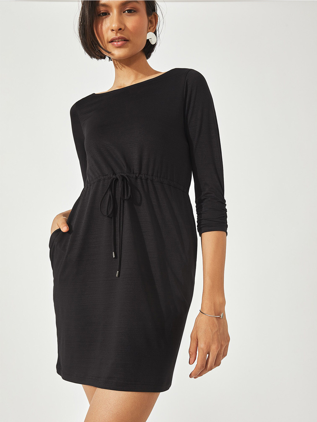 

The Label Life Black Drawstring Mini Dress