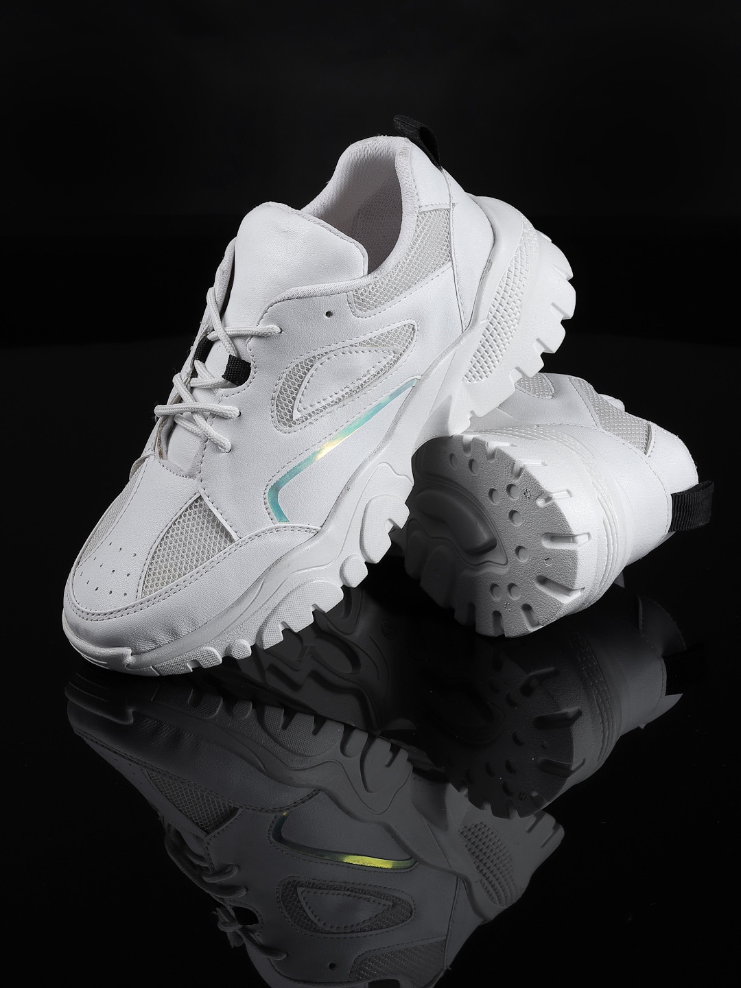 

AROOM Women White Woven Design Sneakers