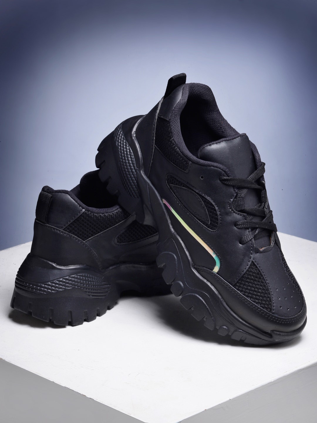 

AROOM Women Black Woven Design Sneakers