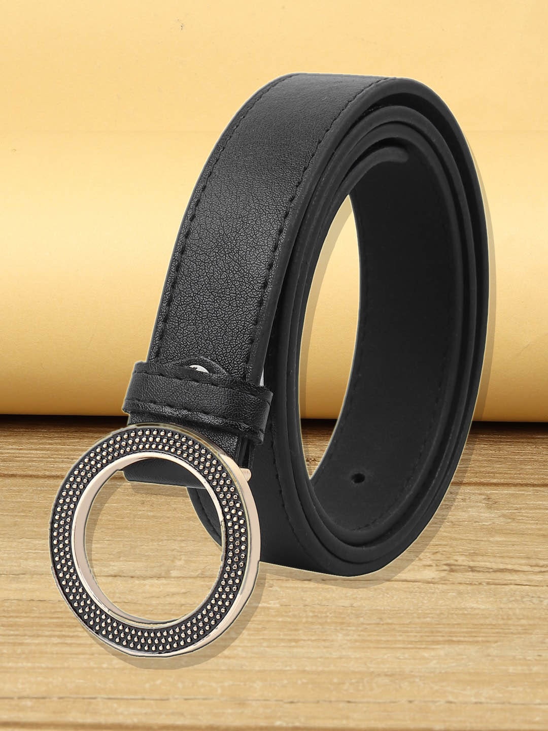 

URBAN ALFAMI Women Black Textured PU Belt