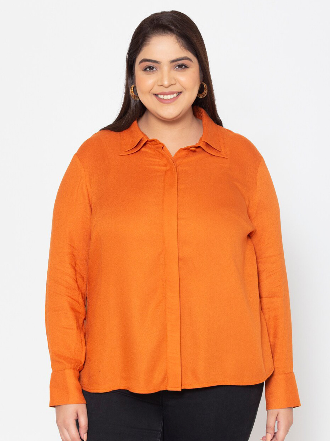 

Womauraa Orange Shirt Style Top