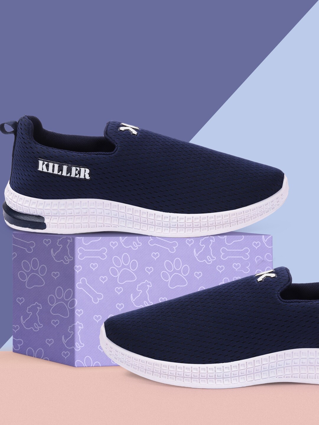 

Killer Men Blue Woven Design Slip-On Sneakers
