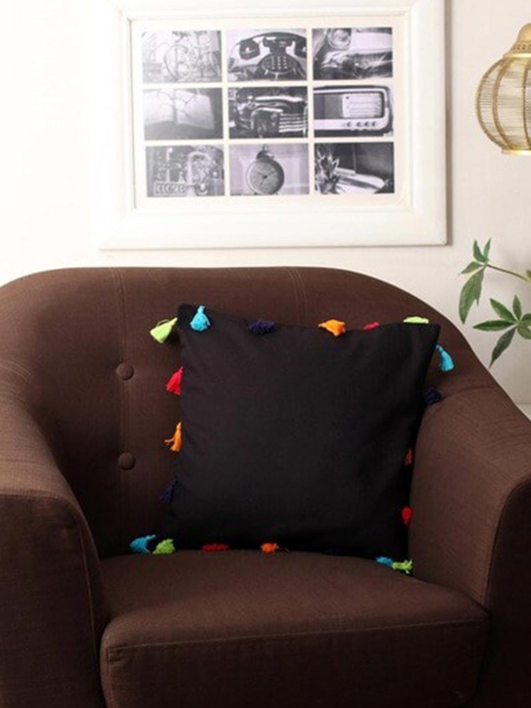 

Lushomes Black & Blue Set of 3 Square Cushion Covers