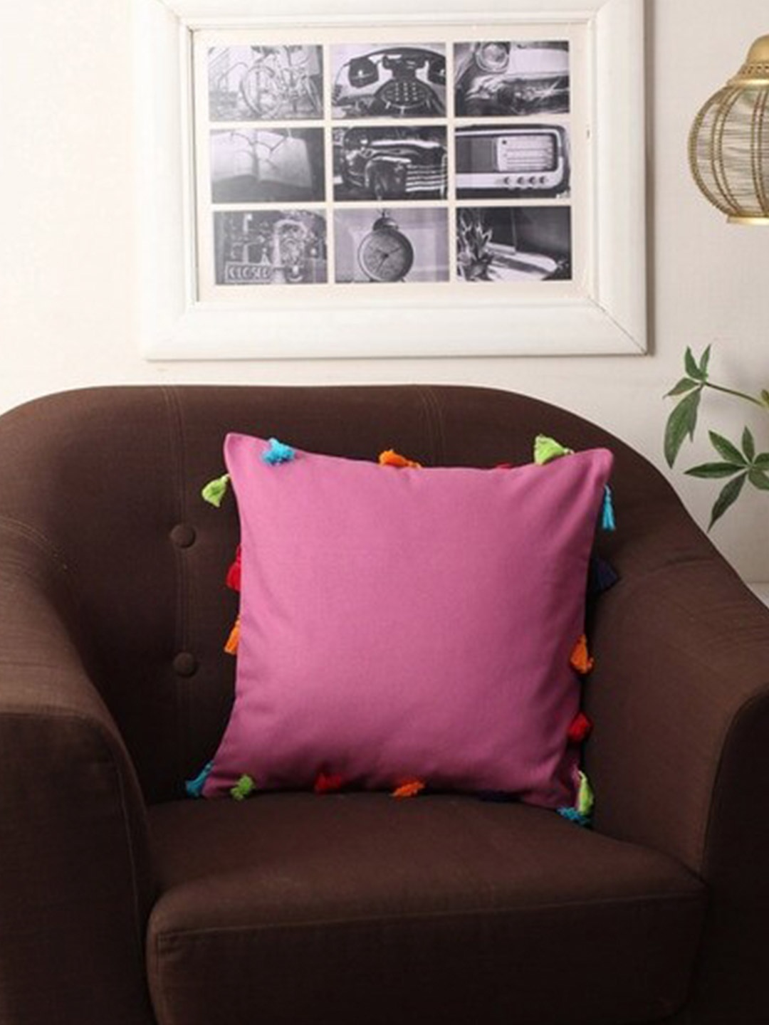 

Lushomes Pink & Red Set of 3 Square Cushion Covers