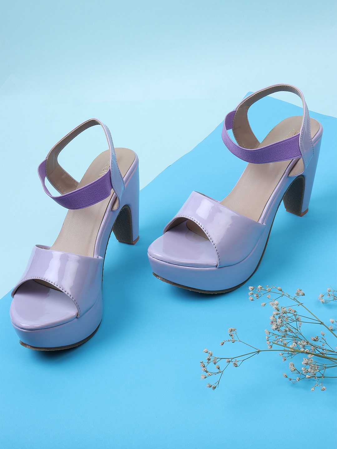 

ICONICS Purple Block Sandals with Buckles