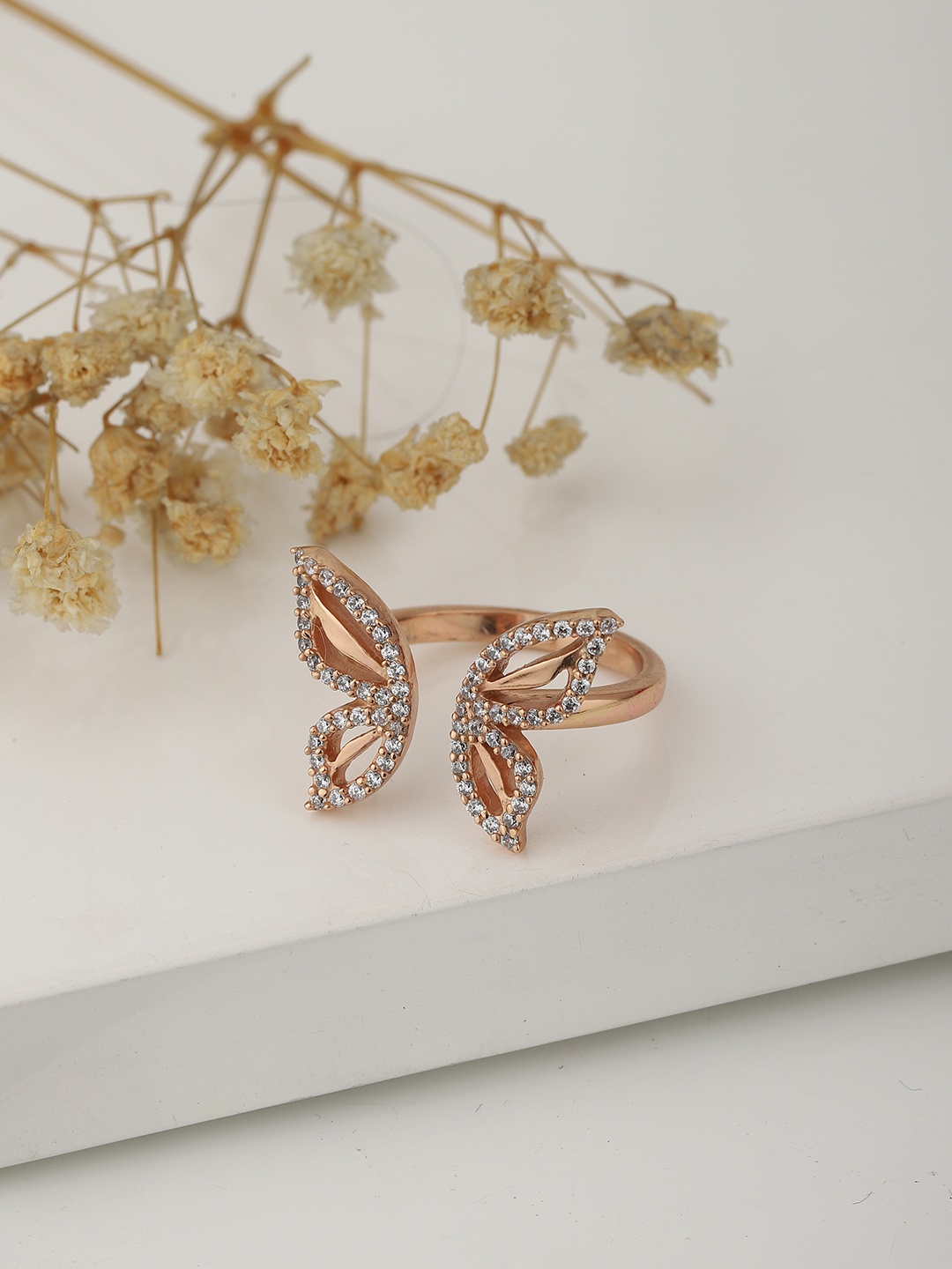 

Carlton London Rose Gold-Plated Zirconia Adjustable Finger Ring