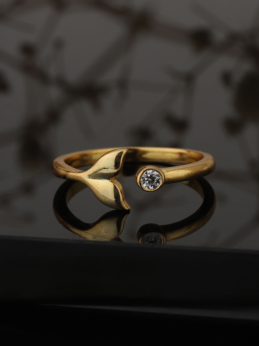 

Carlton London Gold-Plated Handcrafted CZ-Studded Adjustable Finger Ring