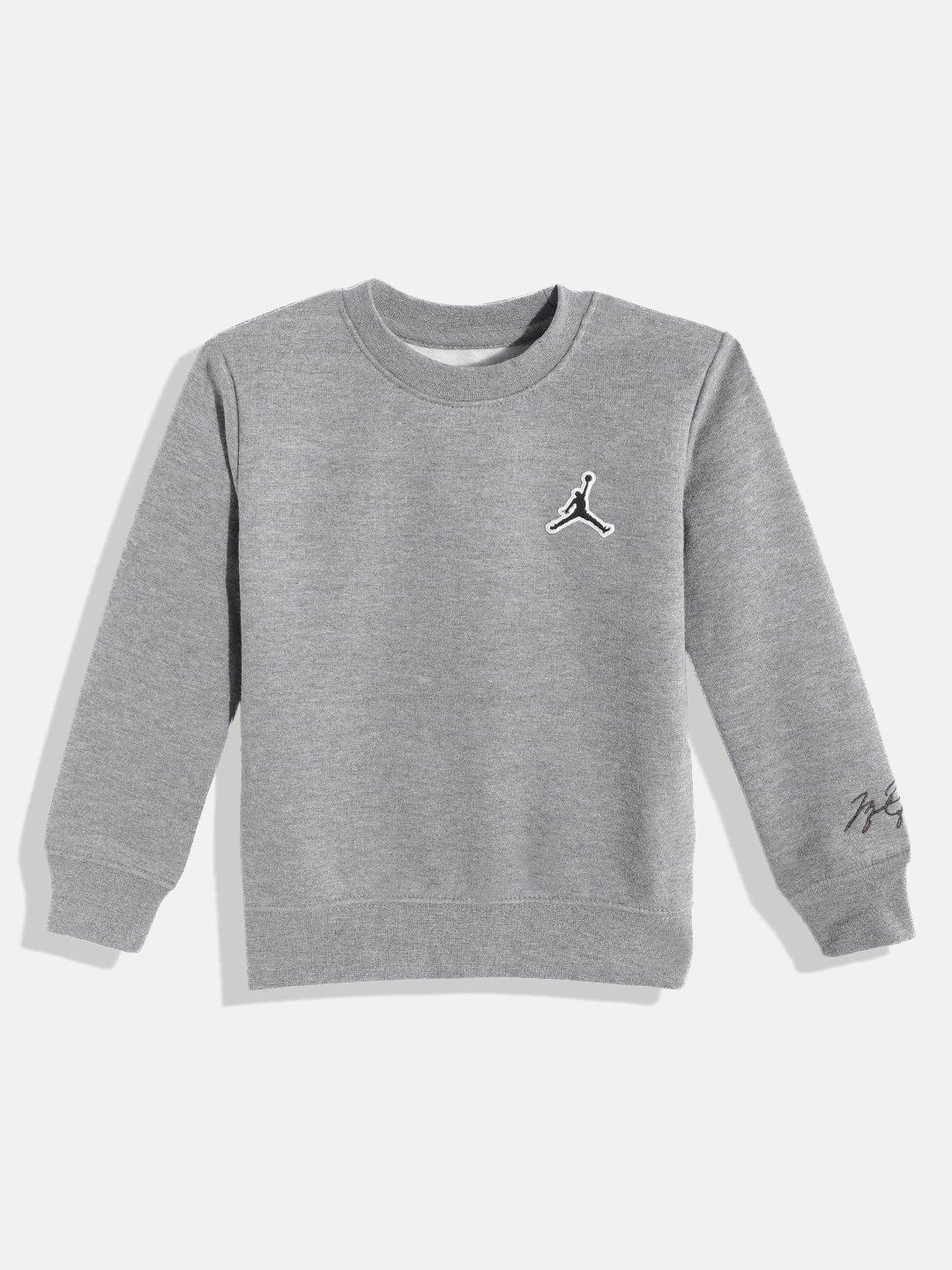 

Jordan Boys Grey Melange Solid Sweatshirt