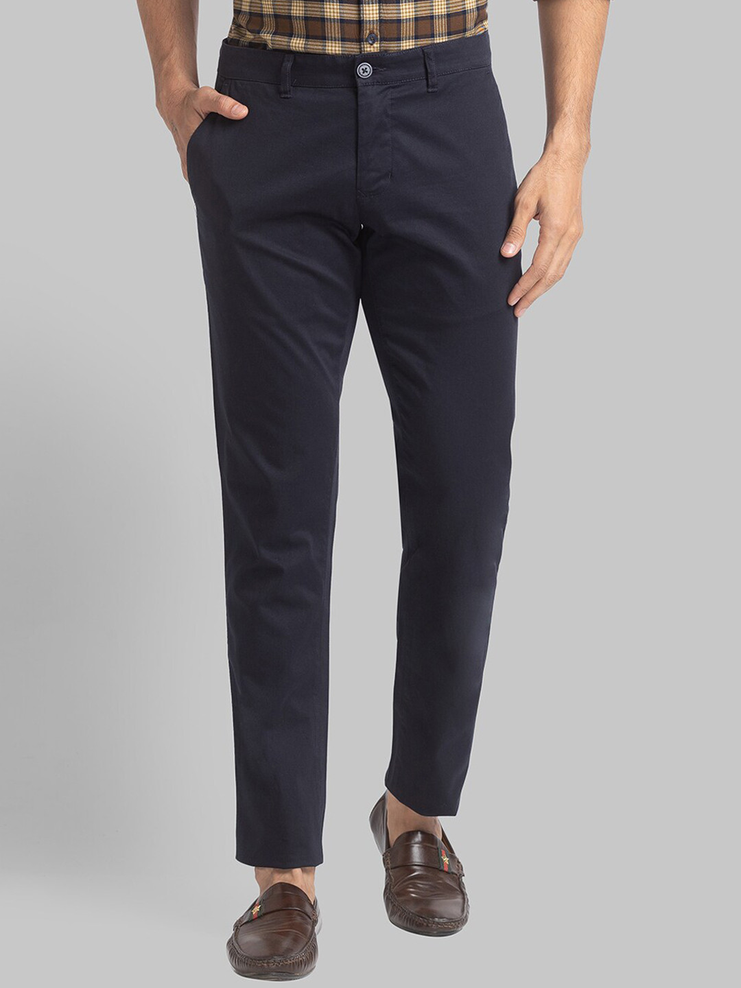 

Parx Men Navy Blue Tapered Fit Chinos Trousers