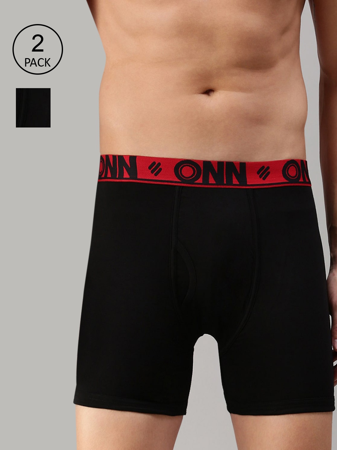 ONN Men Pack Of 2 Black Solid Trunks