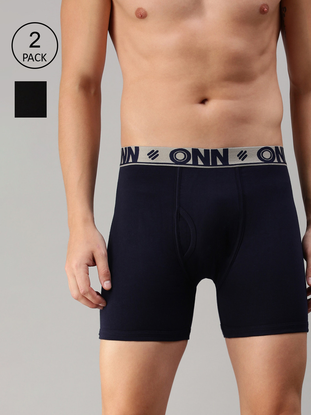 

ONN Men Pack Of 2 Solid Trunks ONN_274_BLK_NB_2PC, Black