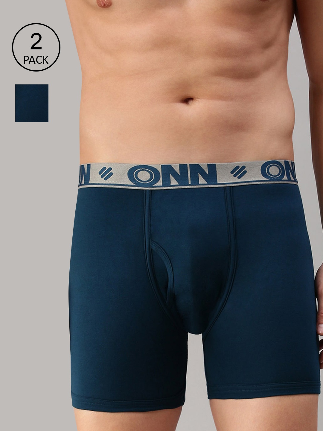

ONN Men Pack Of 2 Solid Trunks, Blue