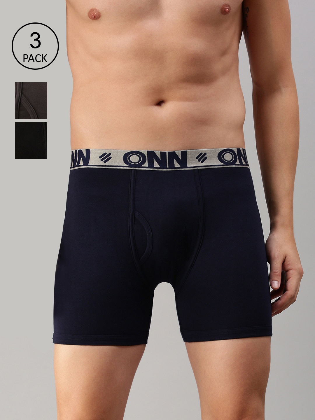 

ONN Men Pack Of 3 Solid Trunks ONN_274_DGRY_NB, Grey