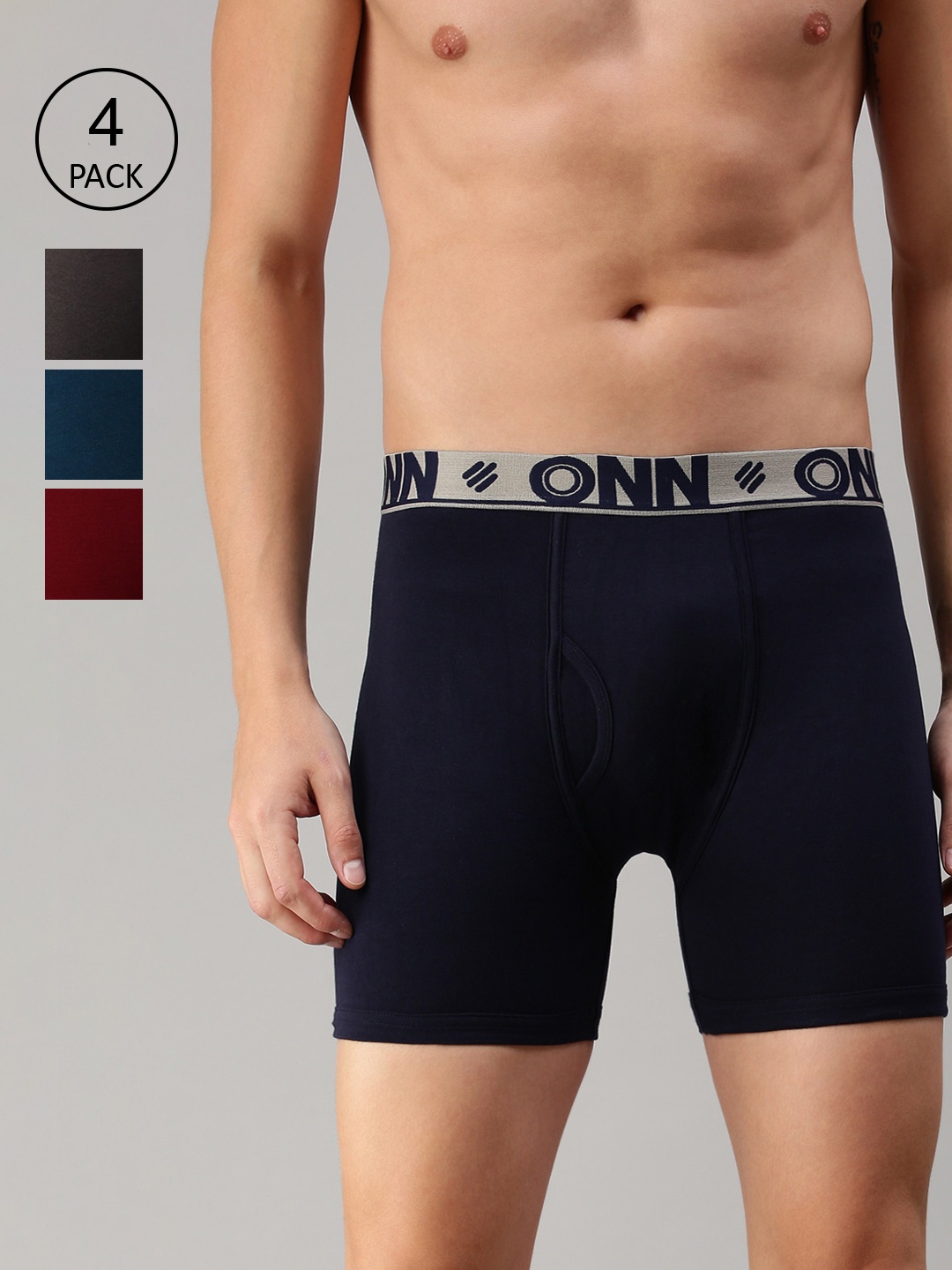 

ONN Men Pack Of 4 Assorted Solid Trunks