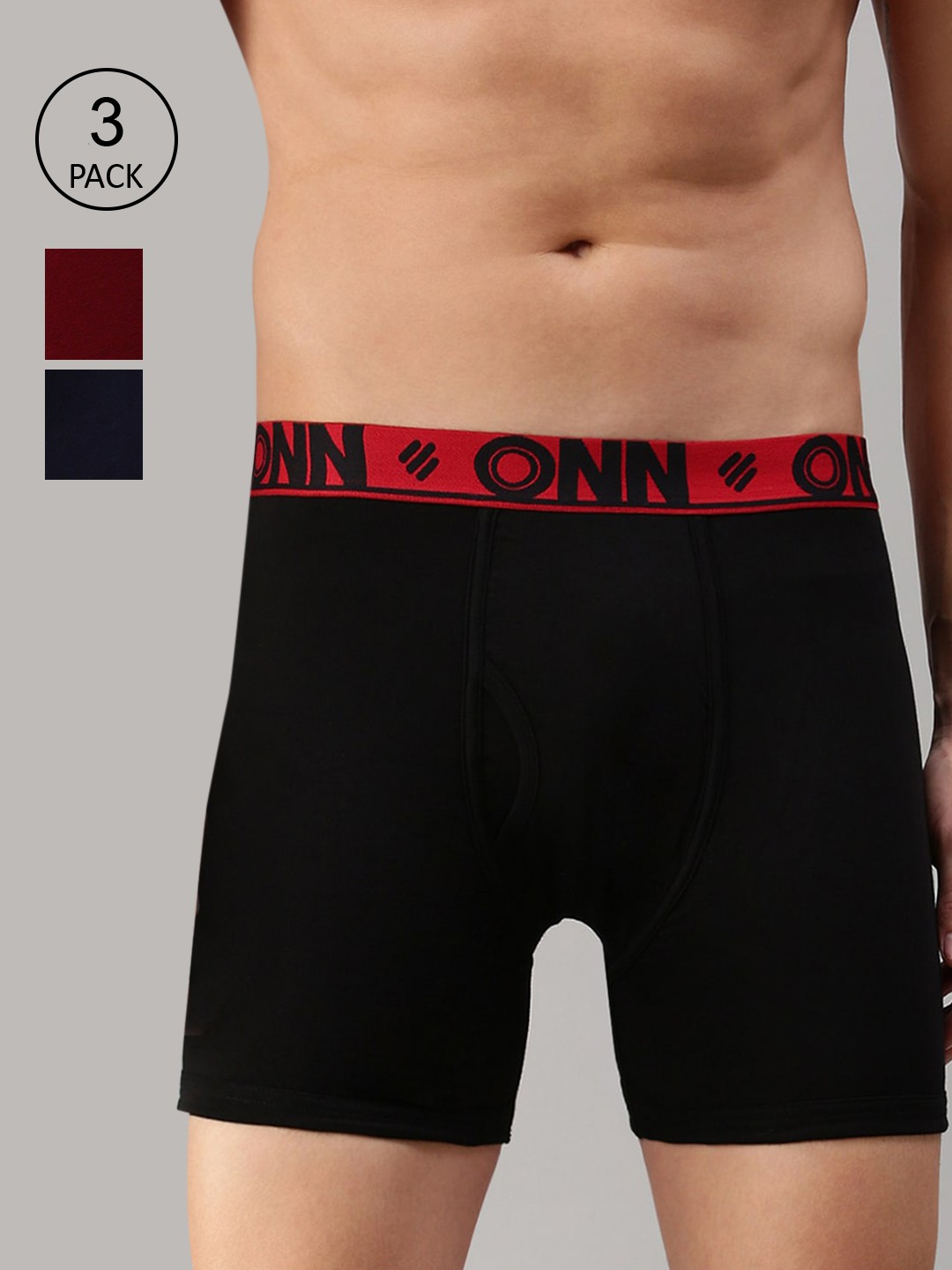 

ONN Men Pack Of 3 Solid Trunks ONN_274_BLK_WN_NB, Black