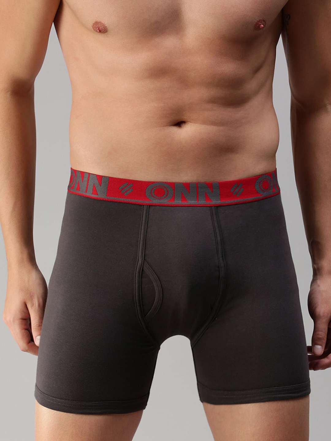 

ONN Men Dark Grey Solid Pack Of 2 Solid Trunks