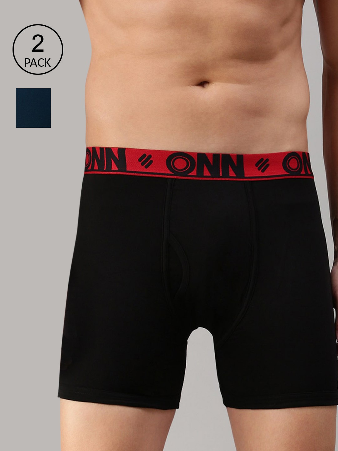

ONN Men Pack Of 2 Solid Trunk ONN_274_BLK_SBLU_2PC, Black