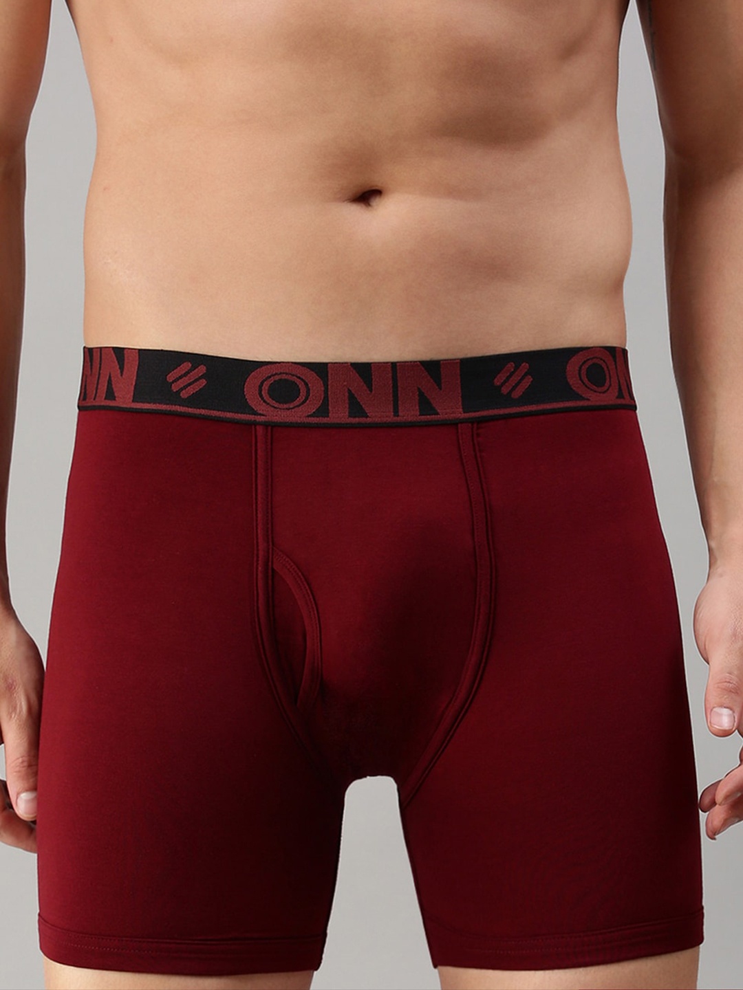 

ONN Men Pack Of 2 Maroon Solid Trunks