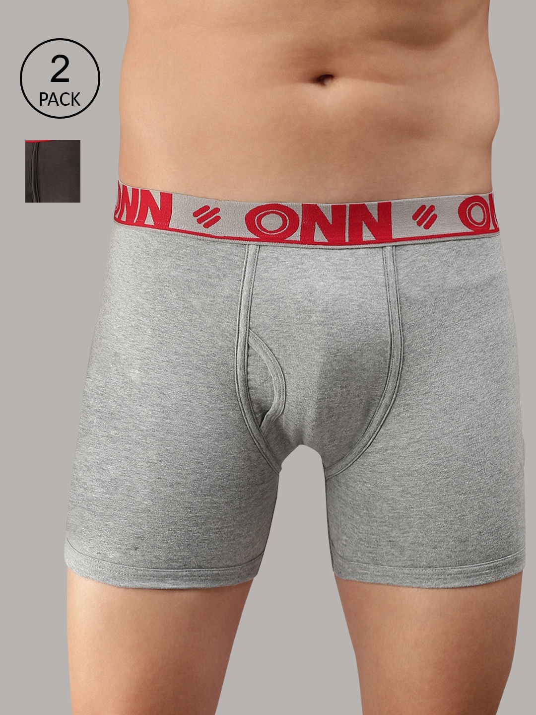 

ONN Men Pack Of 2 Grey Solid Trunk ONN_274_DGRY_GM_2PC