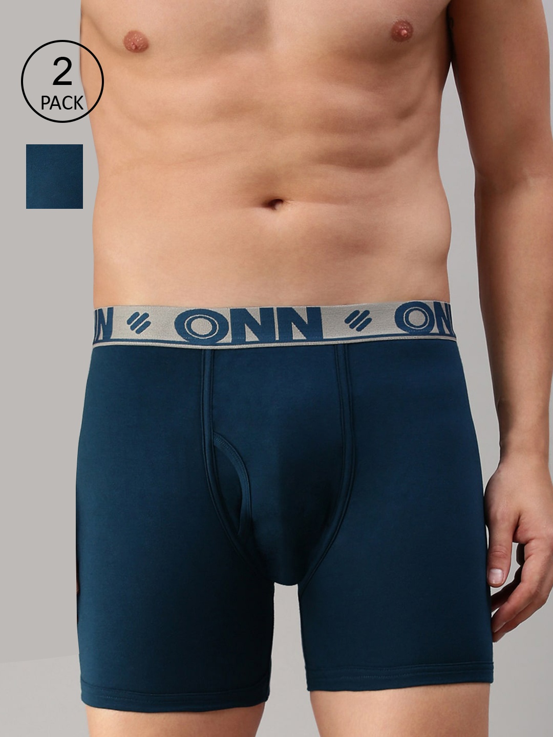 

ONN Men Pack Of 3 Blue Solid Deo-Soft Trunks
