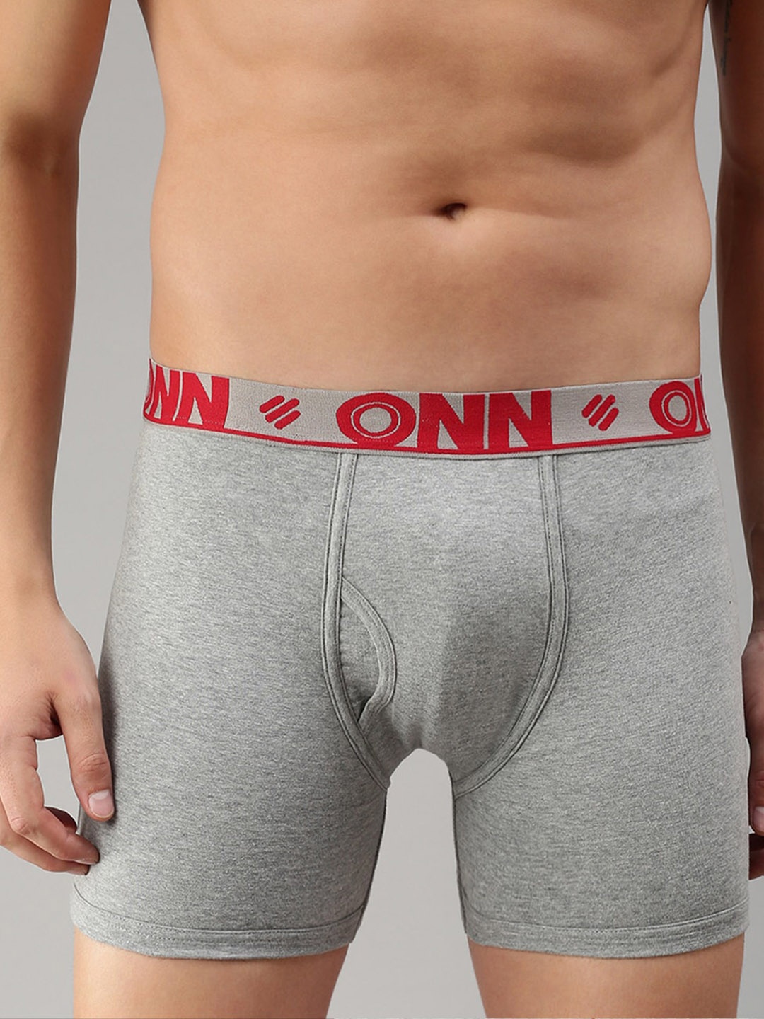 

ONN Men Pack Of 3 Solid Trunks, Grey melange