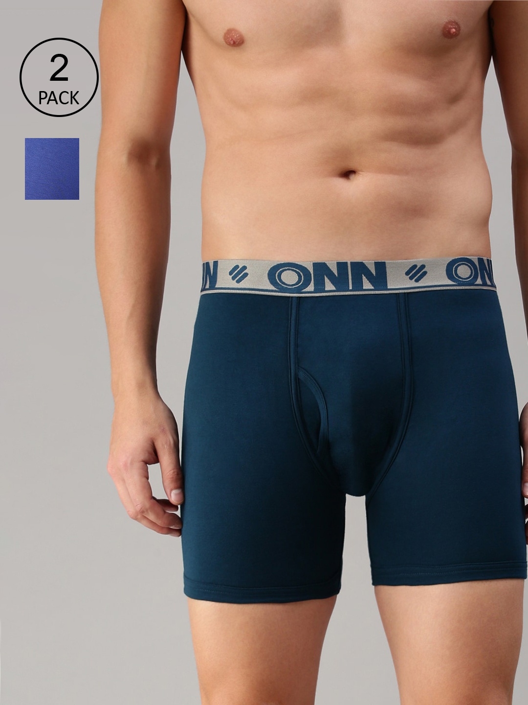 

ONN Men Pack Of 2 Blue Solid Trunks ONN_274_INKBU_SBLU_2PC