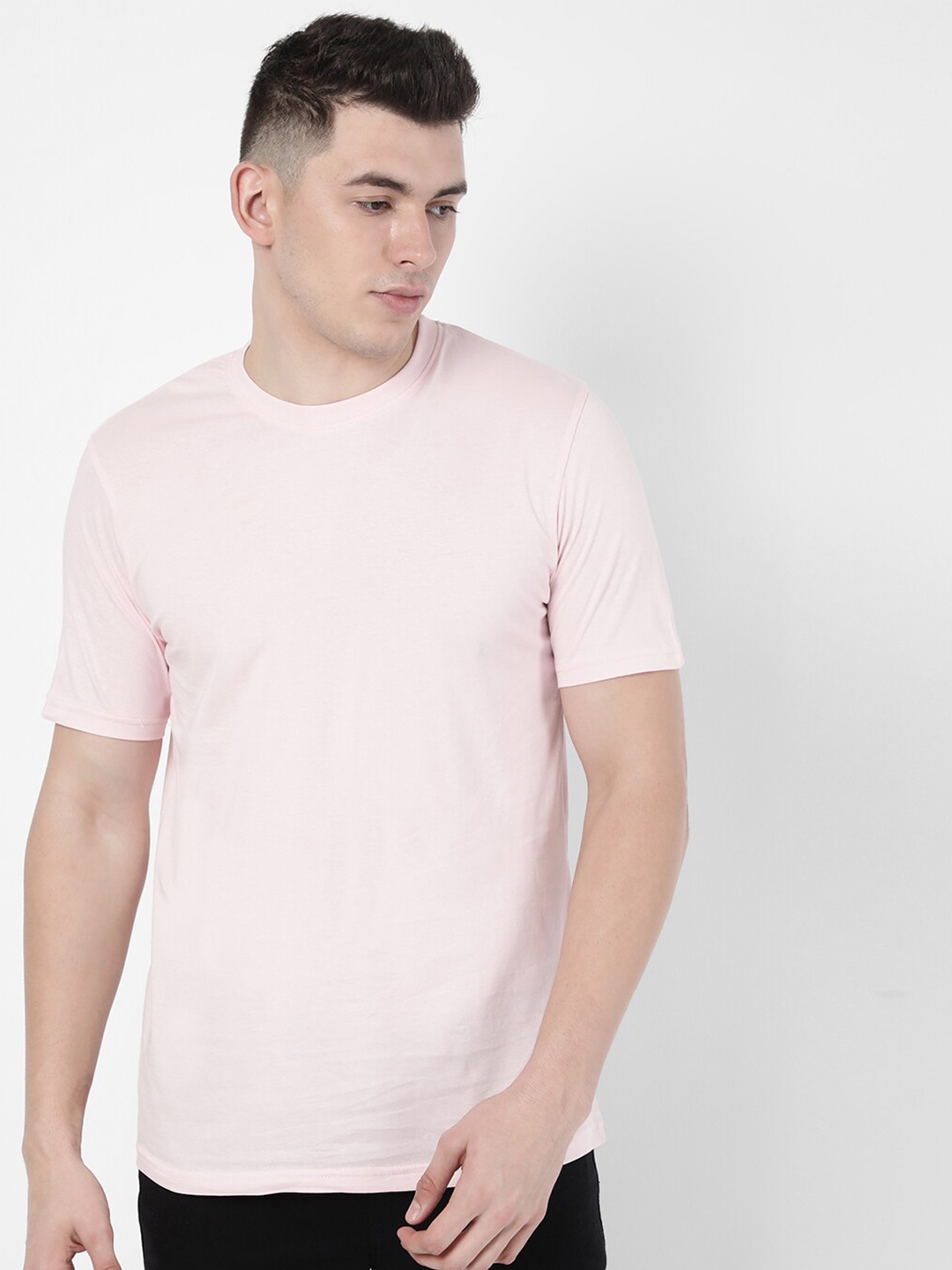 

R&B Men Pink Solid T-shirt