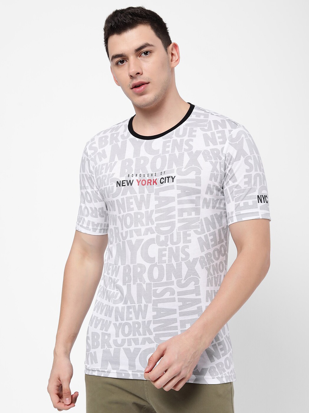 

R&B Men White Typography Printed T-shirt
