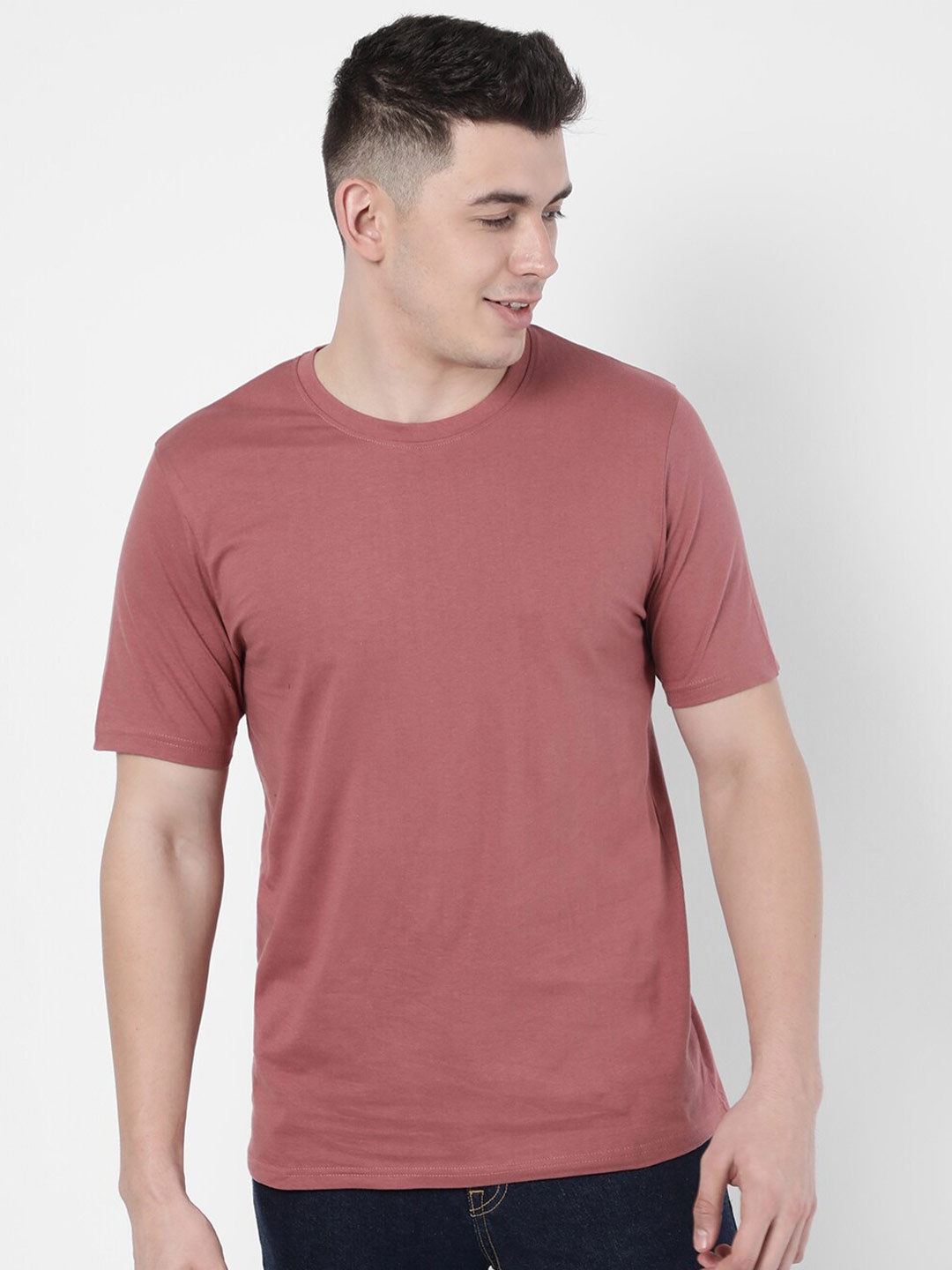 

R&B Men Pink Cotton T-shirt