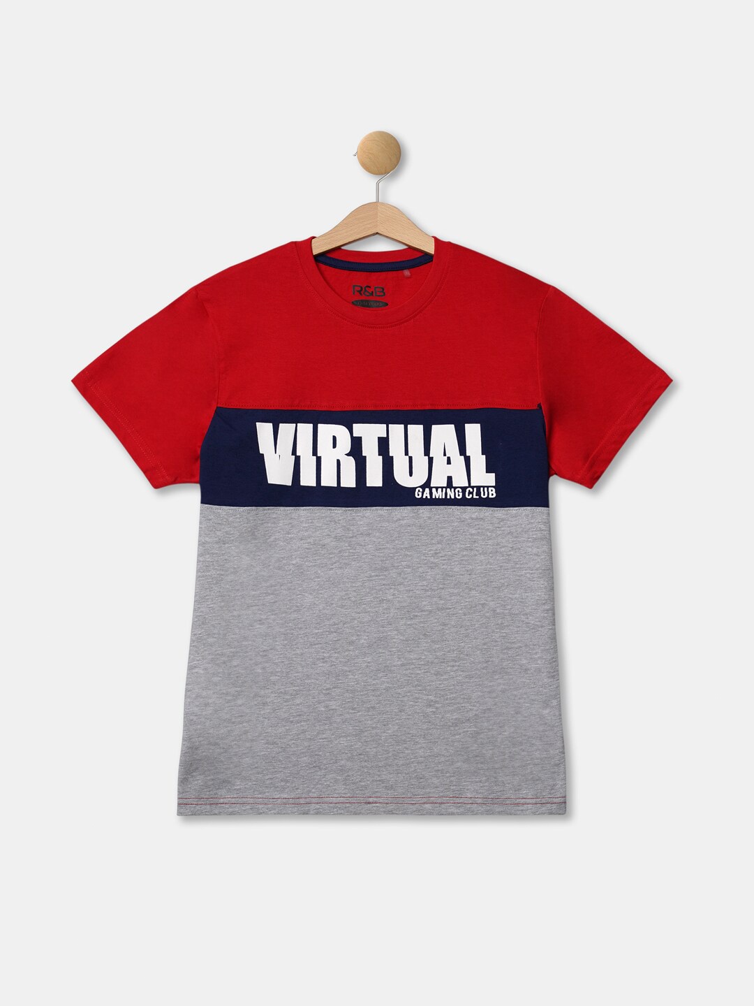 

R&B Boys Red & Grey Colourblocked T-shirt