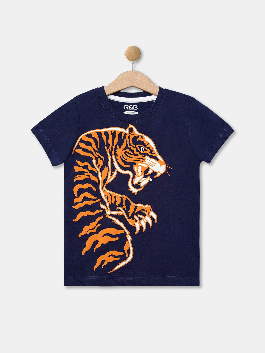 

R&B Boys Blue & Orange Printed T-shirt