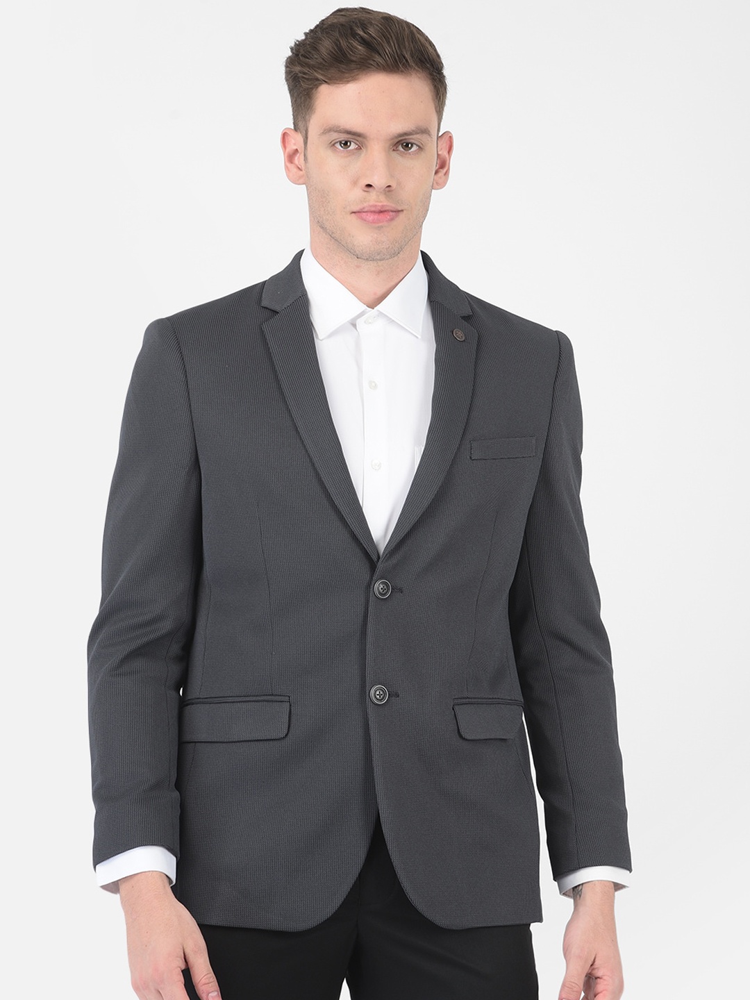 

Turtle Men Grey Self-Design Single-Breasted Blazers