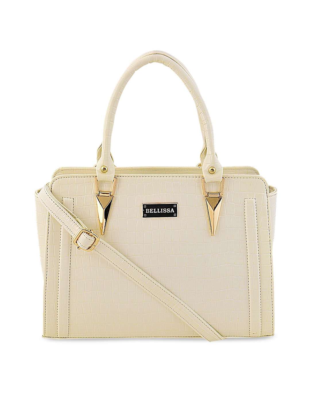 

Bellissa White Textured PU Structured Handheld Bag
