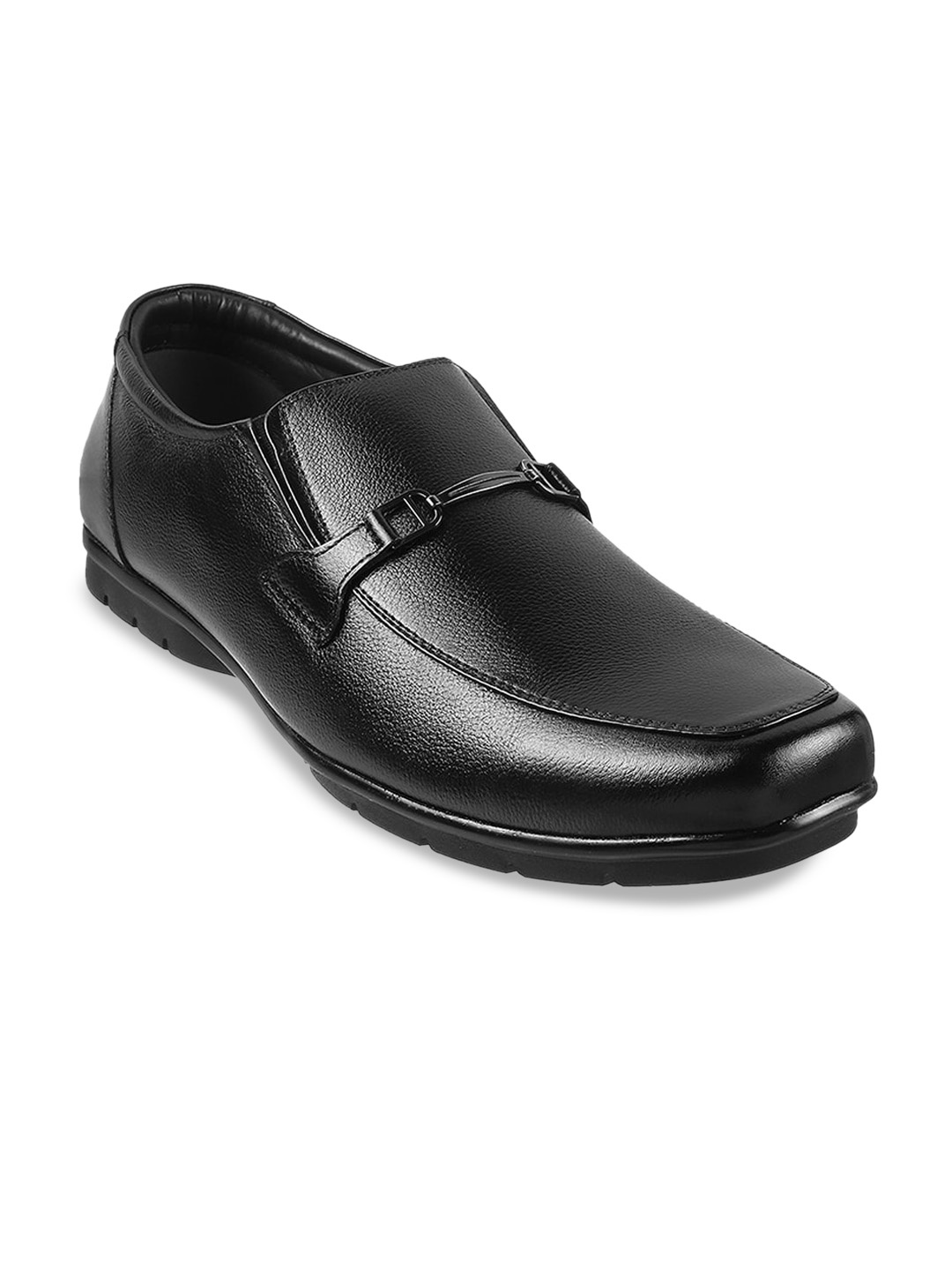 

DAVINCHI Men Black Solid Leather Formal Loafers