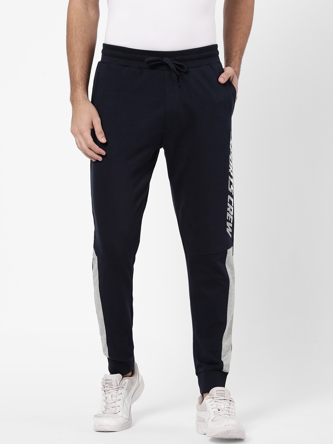 

R&B Men Navy-Blue Solid Cotton Joggers