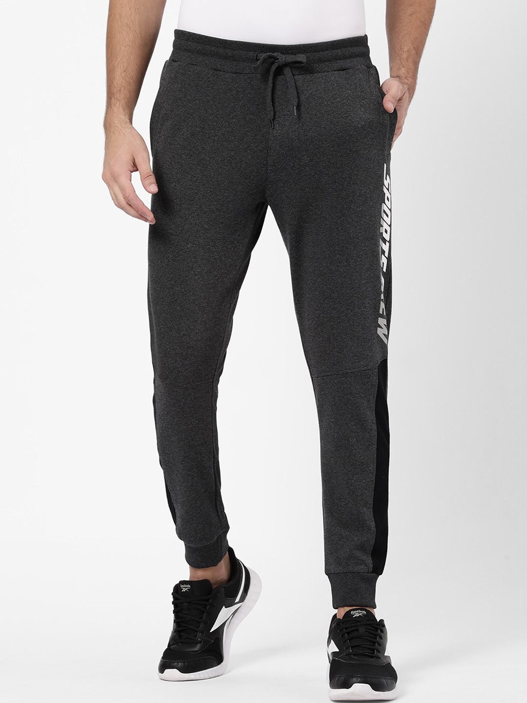 

R&B Men Grey Solid Cotton Track Pants