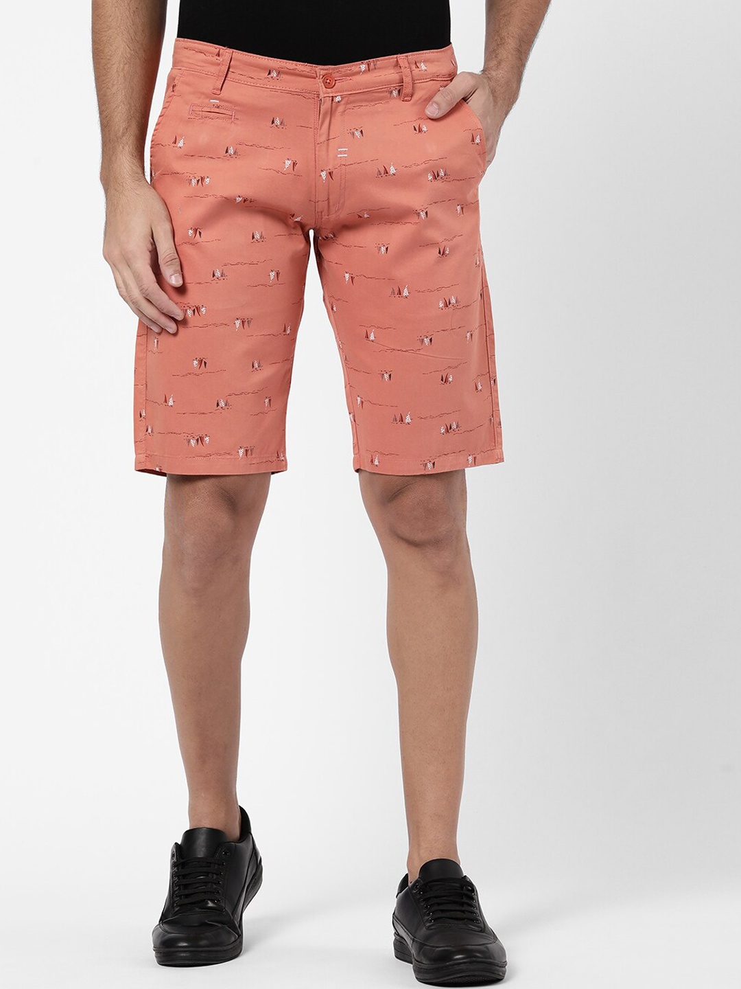 

R&B Men Peach-Coloured Conversational Printed Shorts