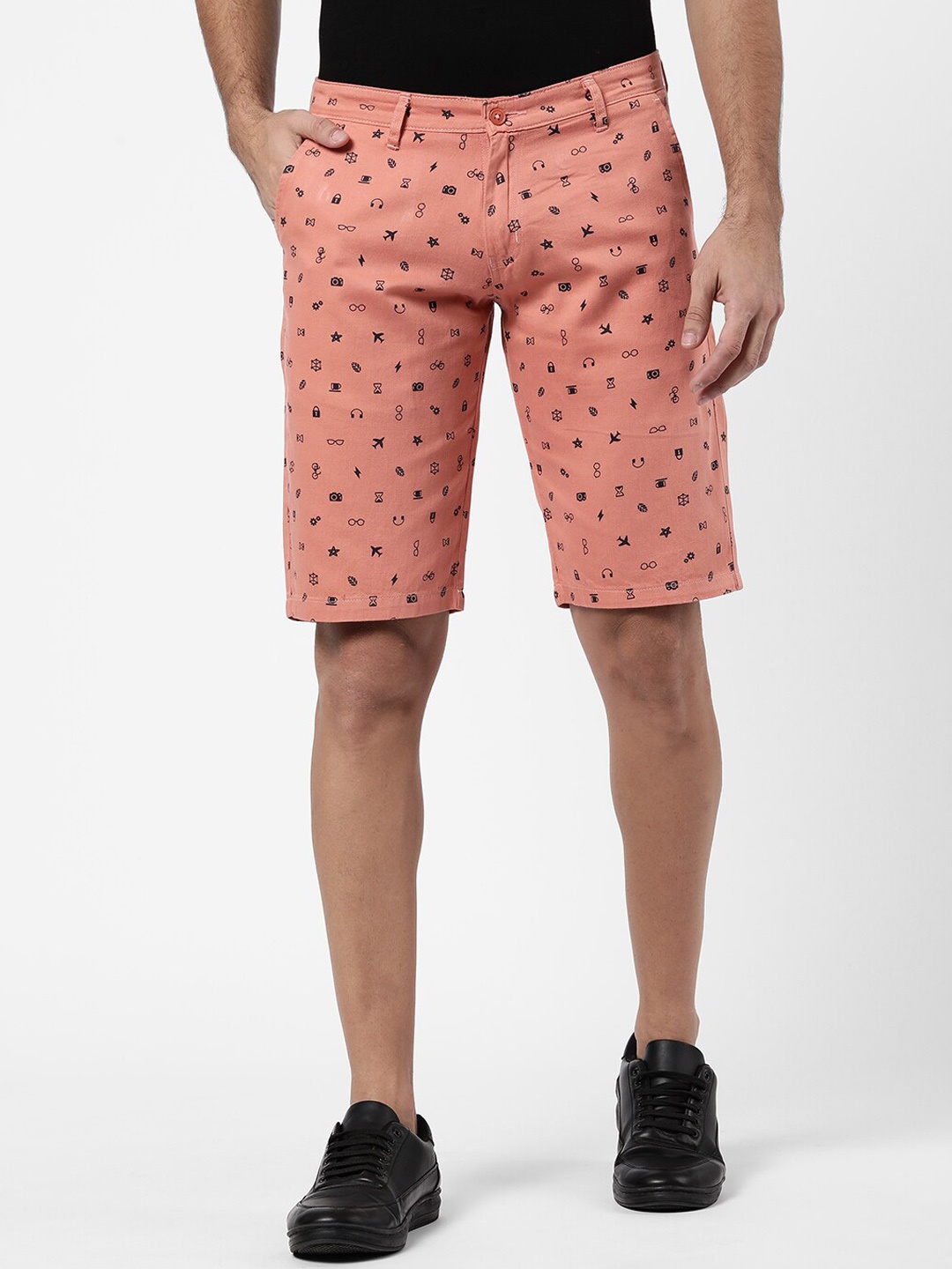 

R&B Men Pink Conversational Printed Shorts