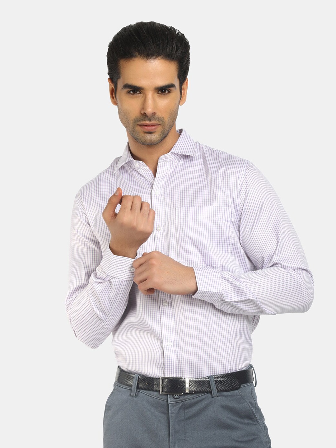 

J White by Vmart Men Purple Classic Striped Formal Shirt