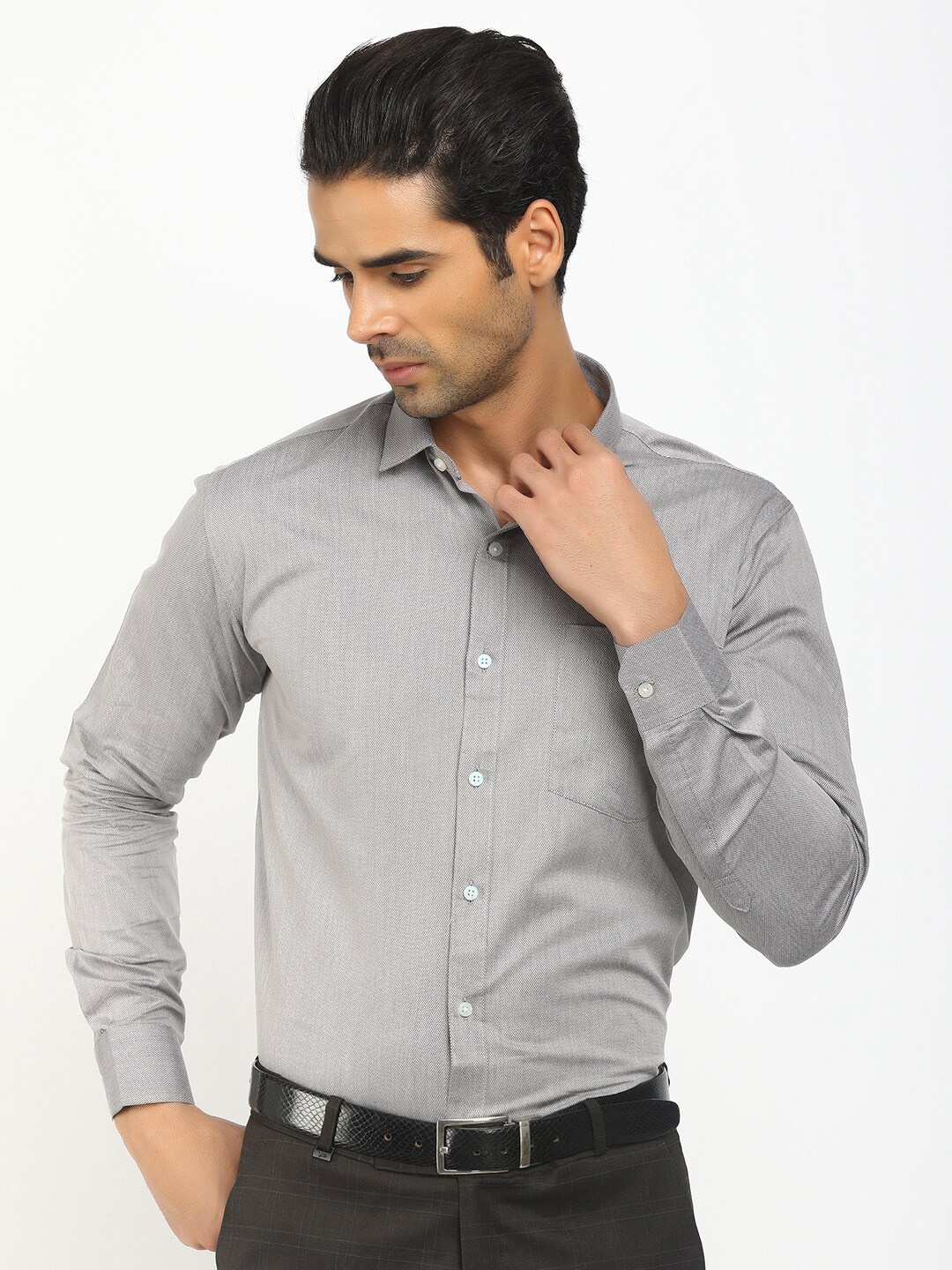 

J White by Vmart Men Grey Classic Formal Shirt