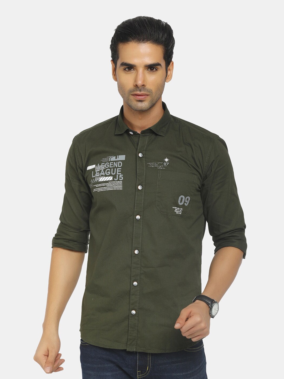 

V-Mart Men Olive Green Classic Slim Fit Casual Shirt