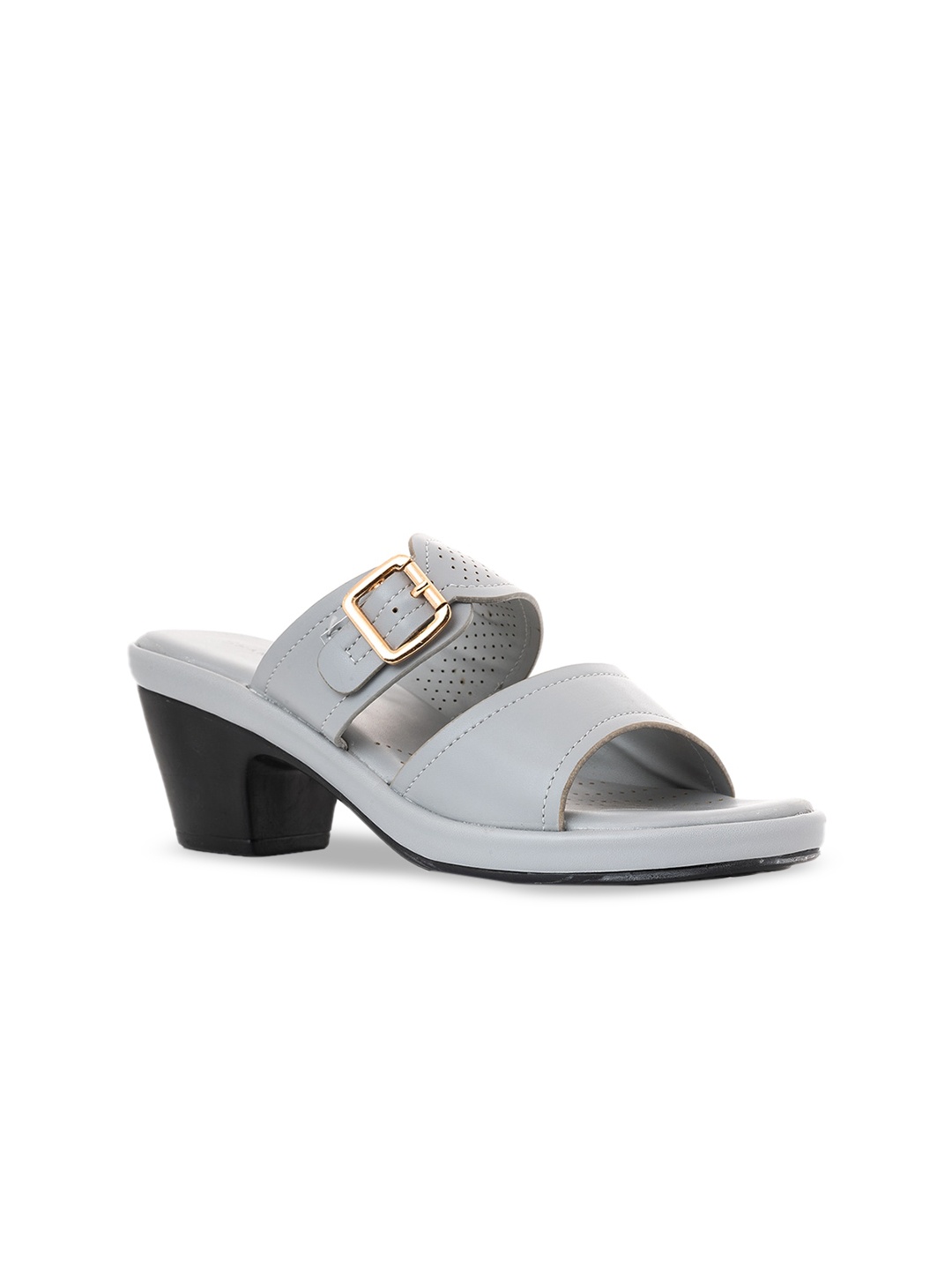 

Khadims Women Grey Block Heels with Buckles