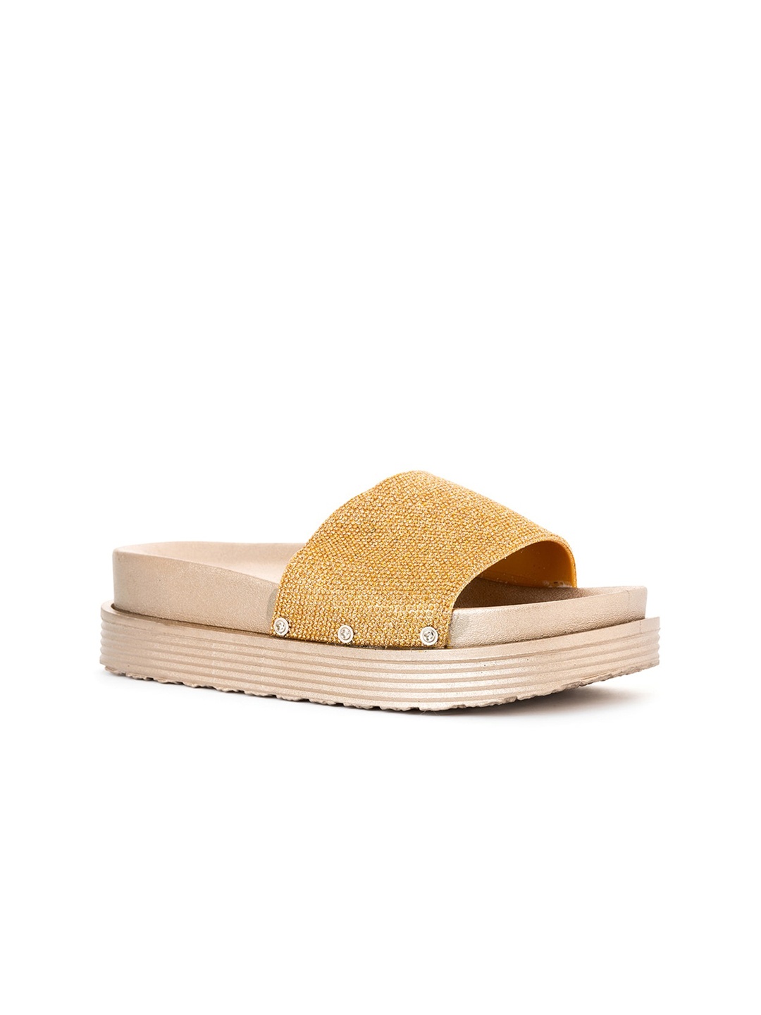 

Khadims Gold-Toned Flatform Sandals