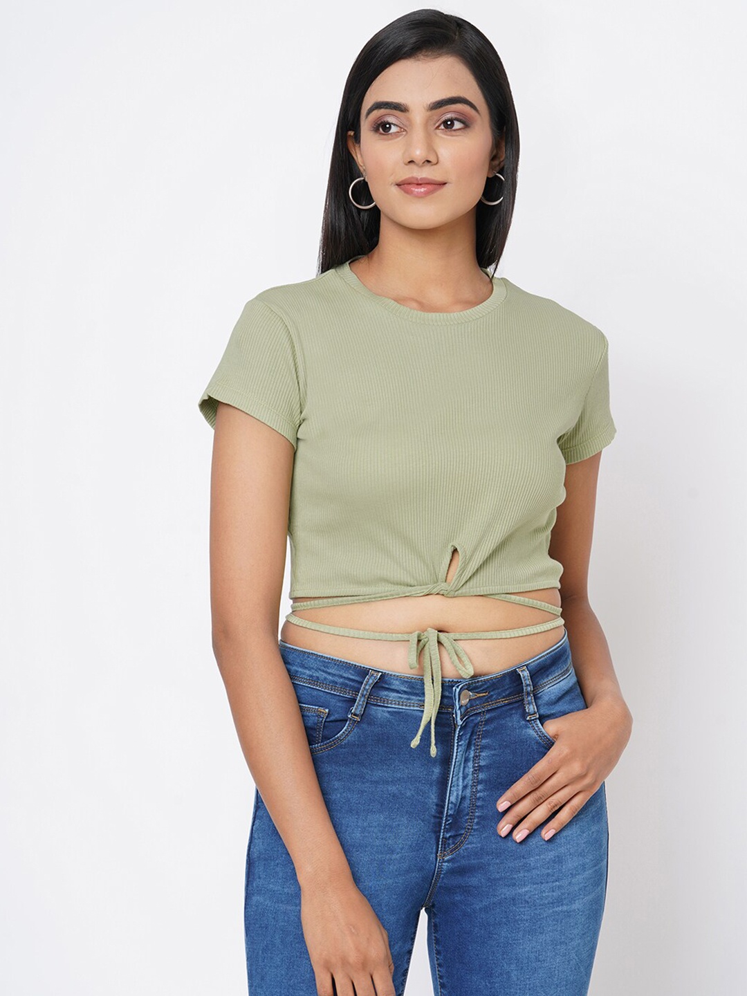 

Kraus Jeans Women Green Crop Top