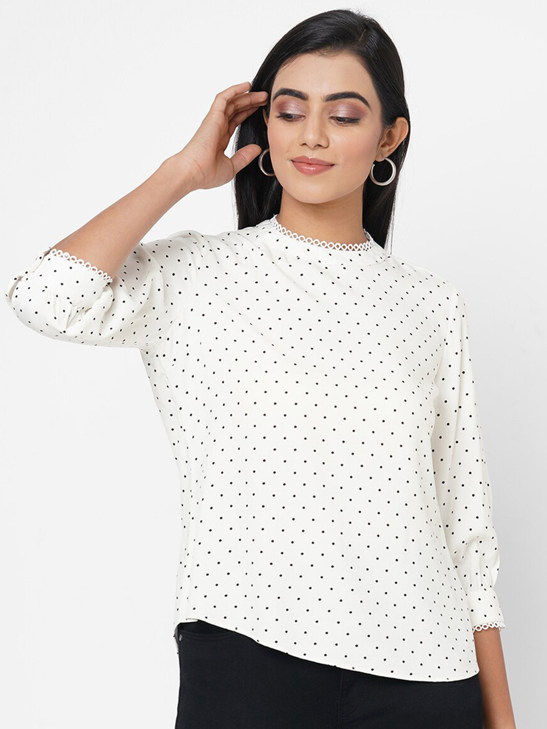 

Kraus Jeans Off White & Black Printed Top
