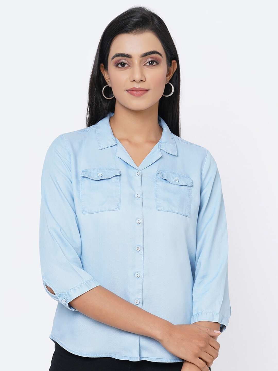

Kraus Jeans Women Blue Slim Fit Casual Shirt